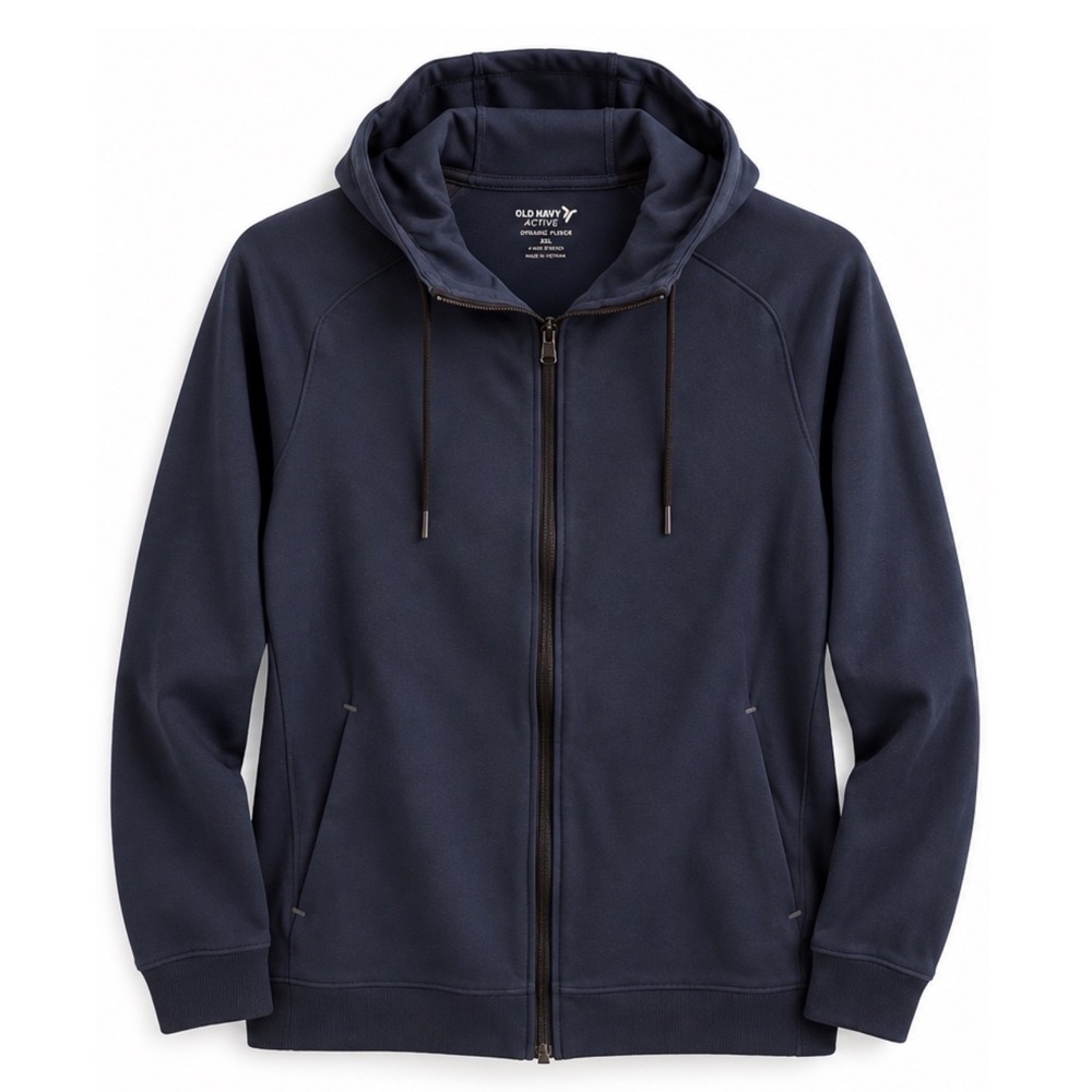 Old Navy Active Dynamic Fleece Navy Blue Full Zip Hoodie Jacket Mens XXL